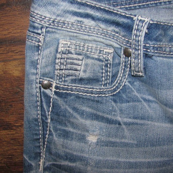 Miss Me Jeans Size 25 Signature Straight Low Rise Denim Distressed 8 Pockets - Picture 7 of 12